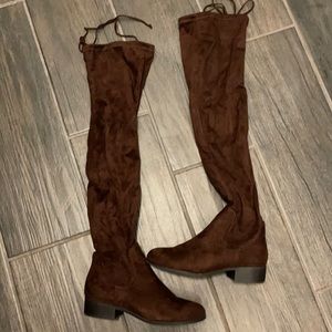 Brown knee high boots